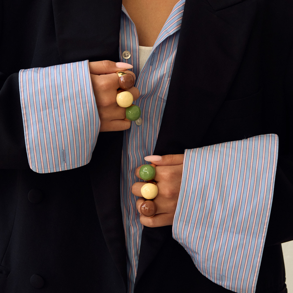 Złoty pierścionek z emalią Aurum Matcha