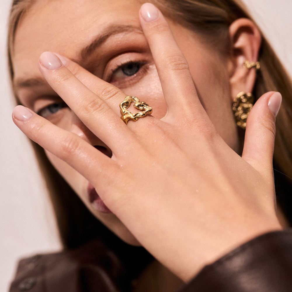 Złoty regulowany pierścionek IGNIS