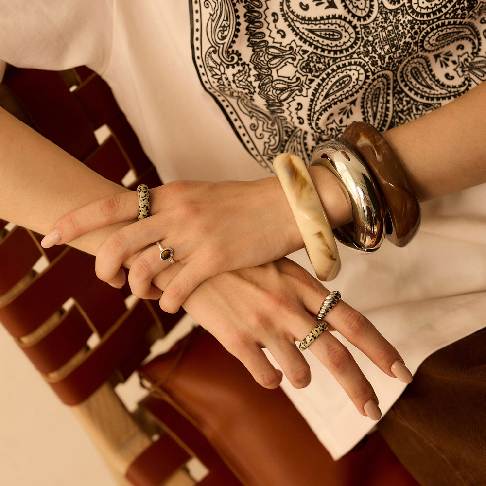 Pierścionek z jaspisu dalmatyńskiego Pepper N°2