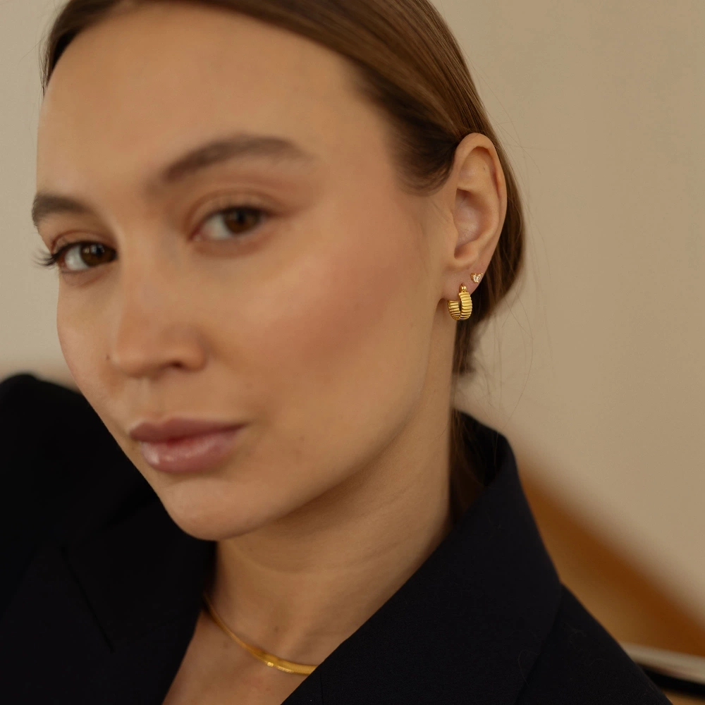 Złote kolczyki z cyrkoniami Birdy