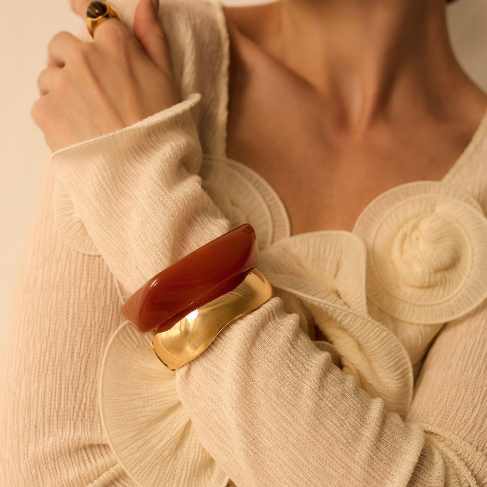 Złota sztywna bransoletka Bold N°2