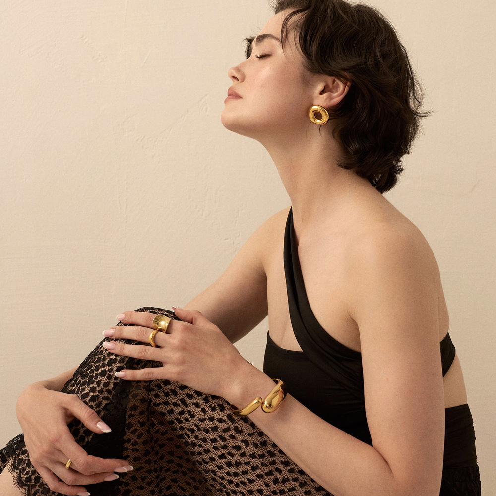 Złote kolczyki Sphere