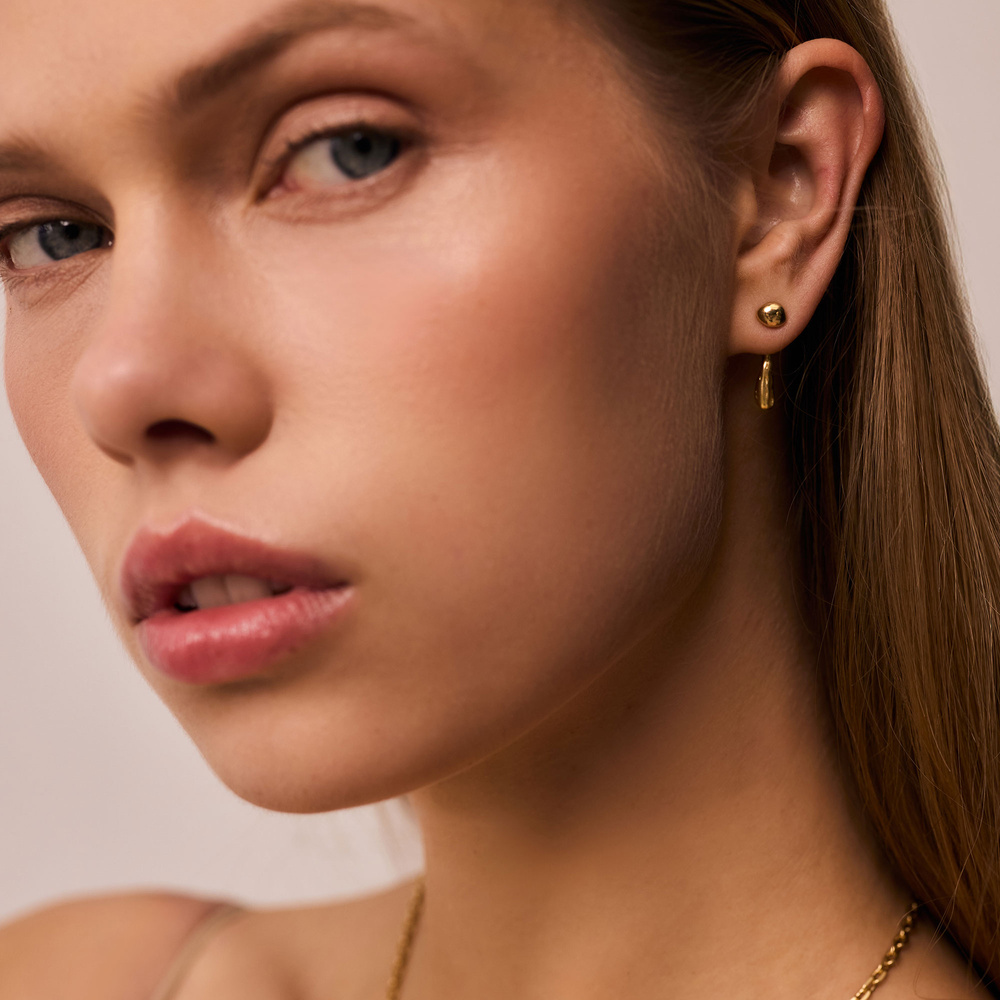 Złote kolczyki krople DRIP