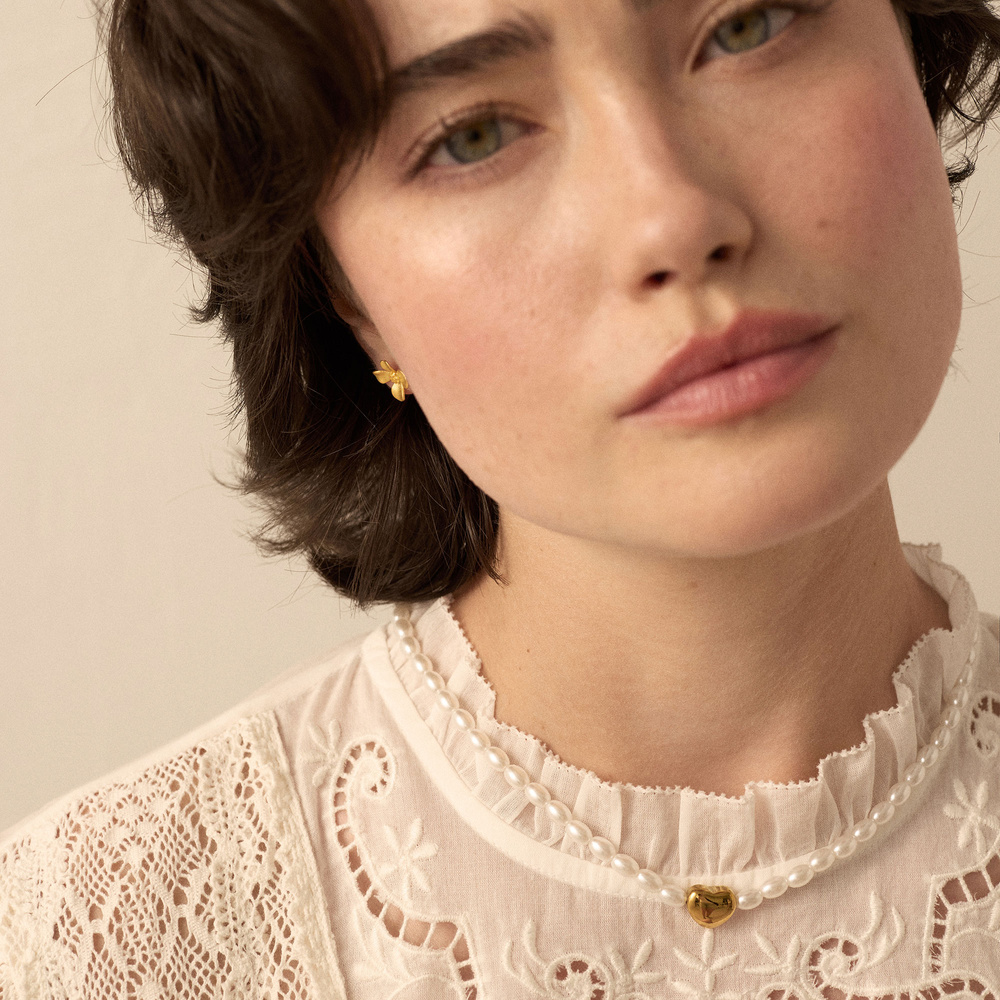 Złote kolczyki kwiaty Forget me not