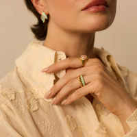 Złoty pierścionek z zieloną emalią Mint