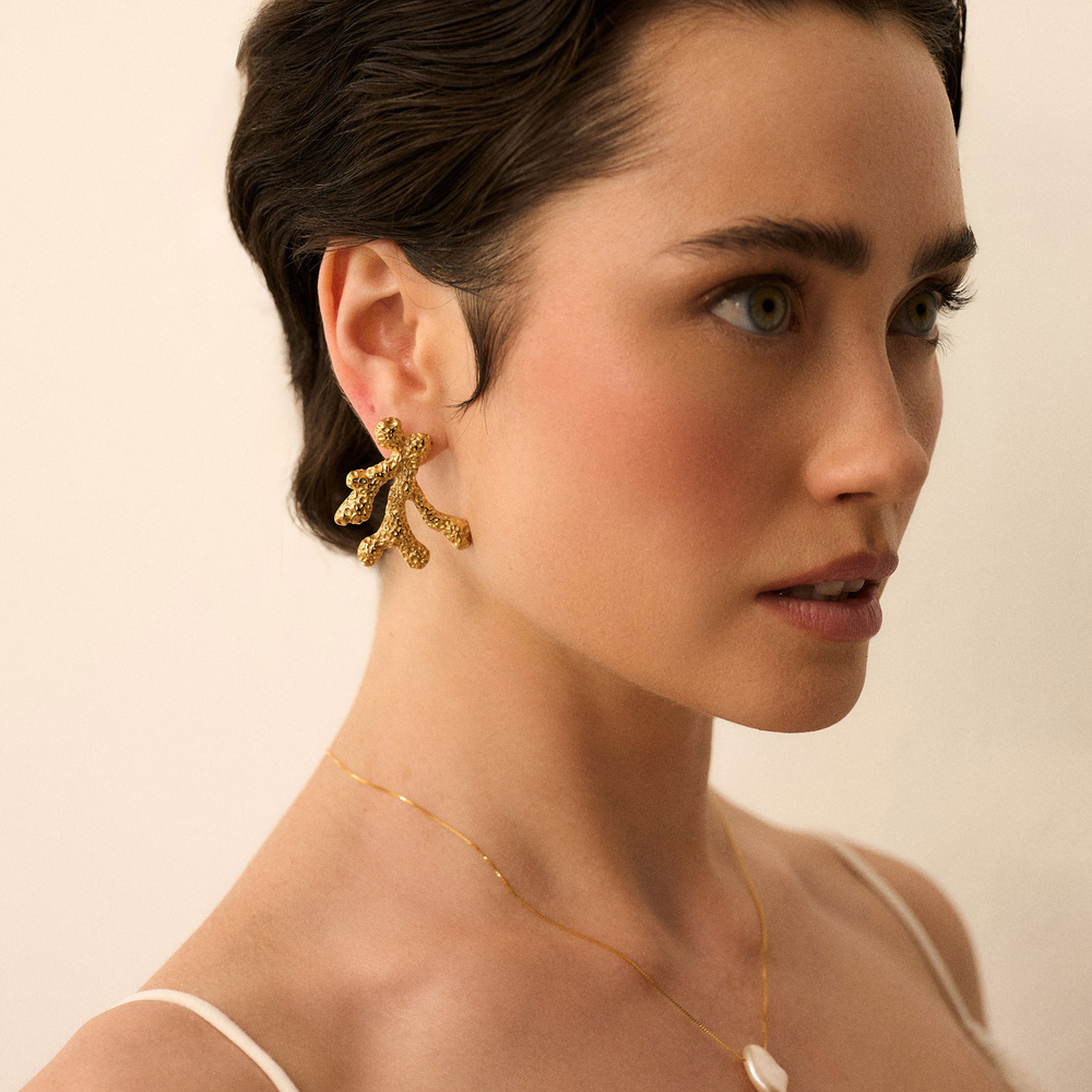 Złote kolczyki Coral Reef