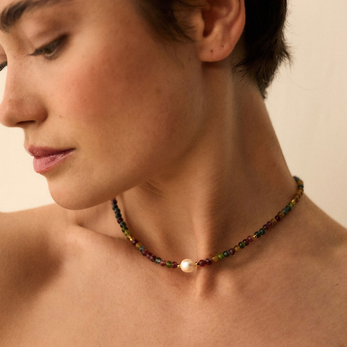 Naszyjnik z turmalinów z perłą Daisy