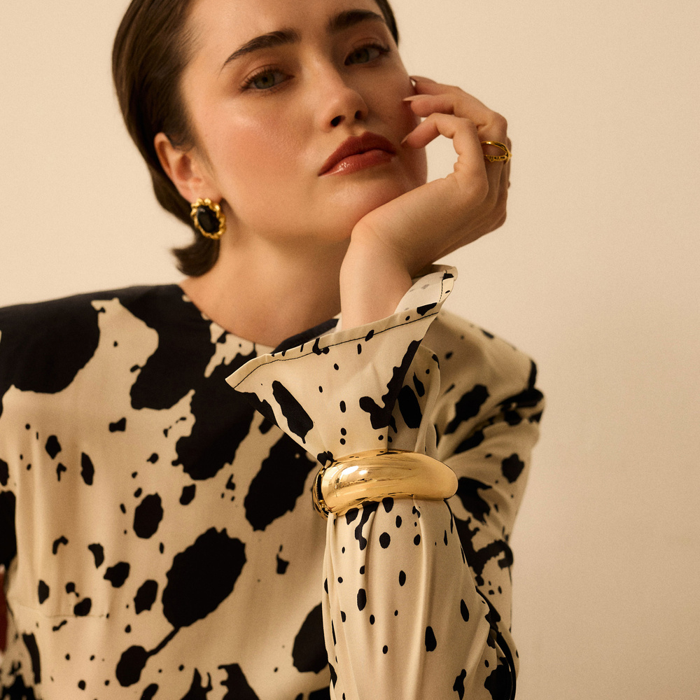 Złota sztywna bransoletka Bold N°2