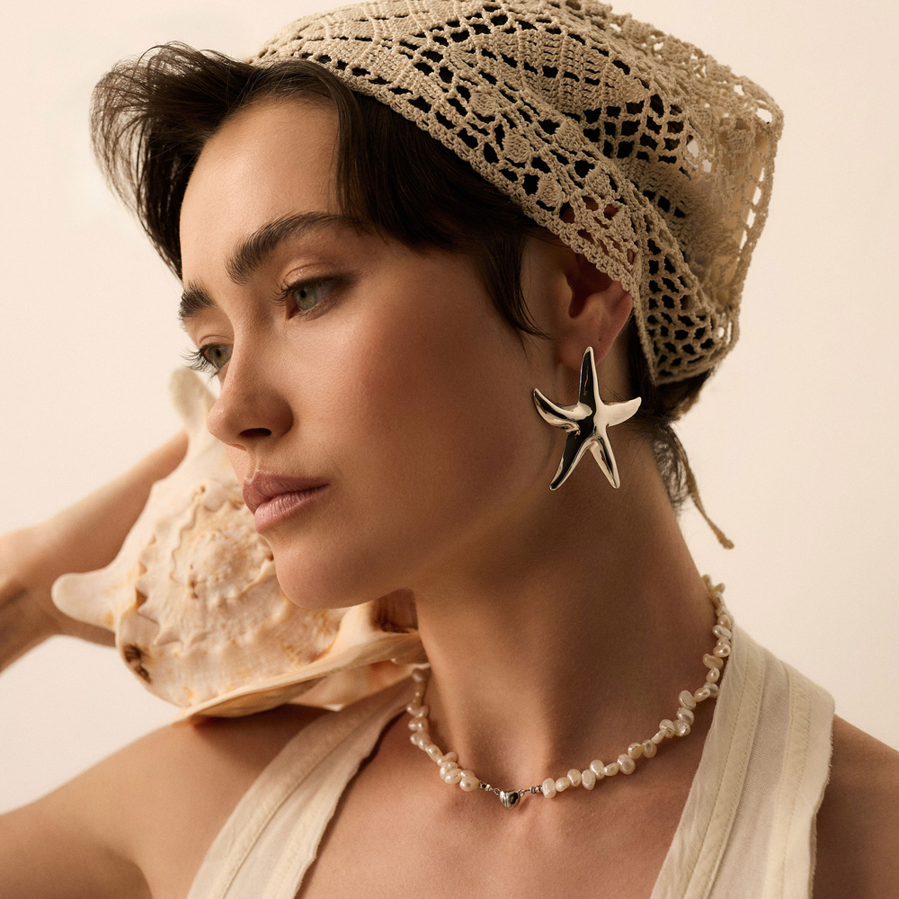 Srebrne kolczyki Starfish