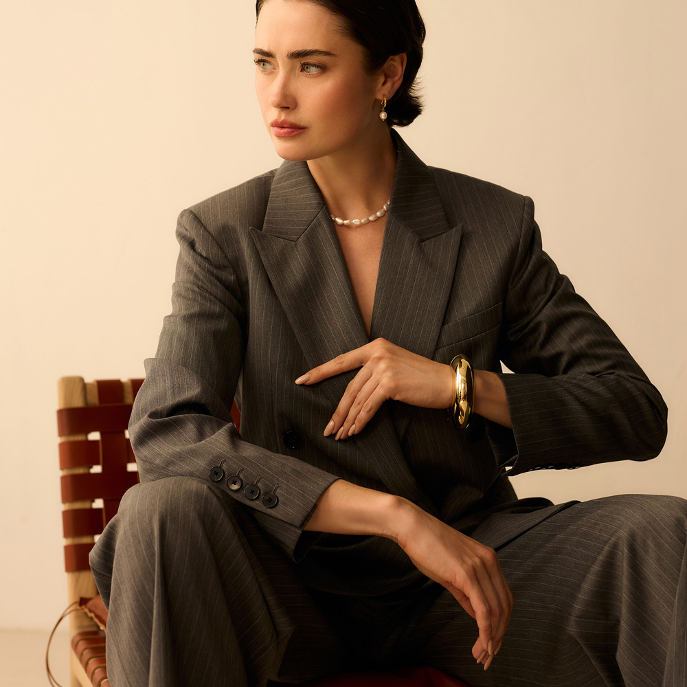 Złote kolczyki z perłą naturalną Pearl N°2