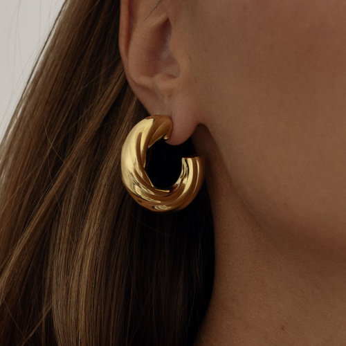 Złote dmuchane kolczyki koła Chunky Hoops N°4