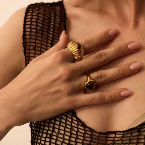 Złoty sygnet z oczkiem tygrysim Nocturne