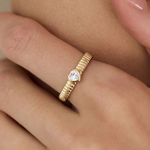 Złoty regulowany pierścionek Heart