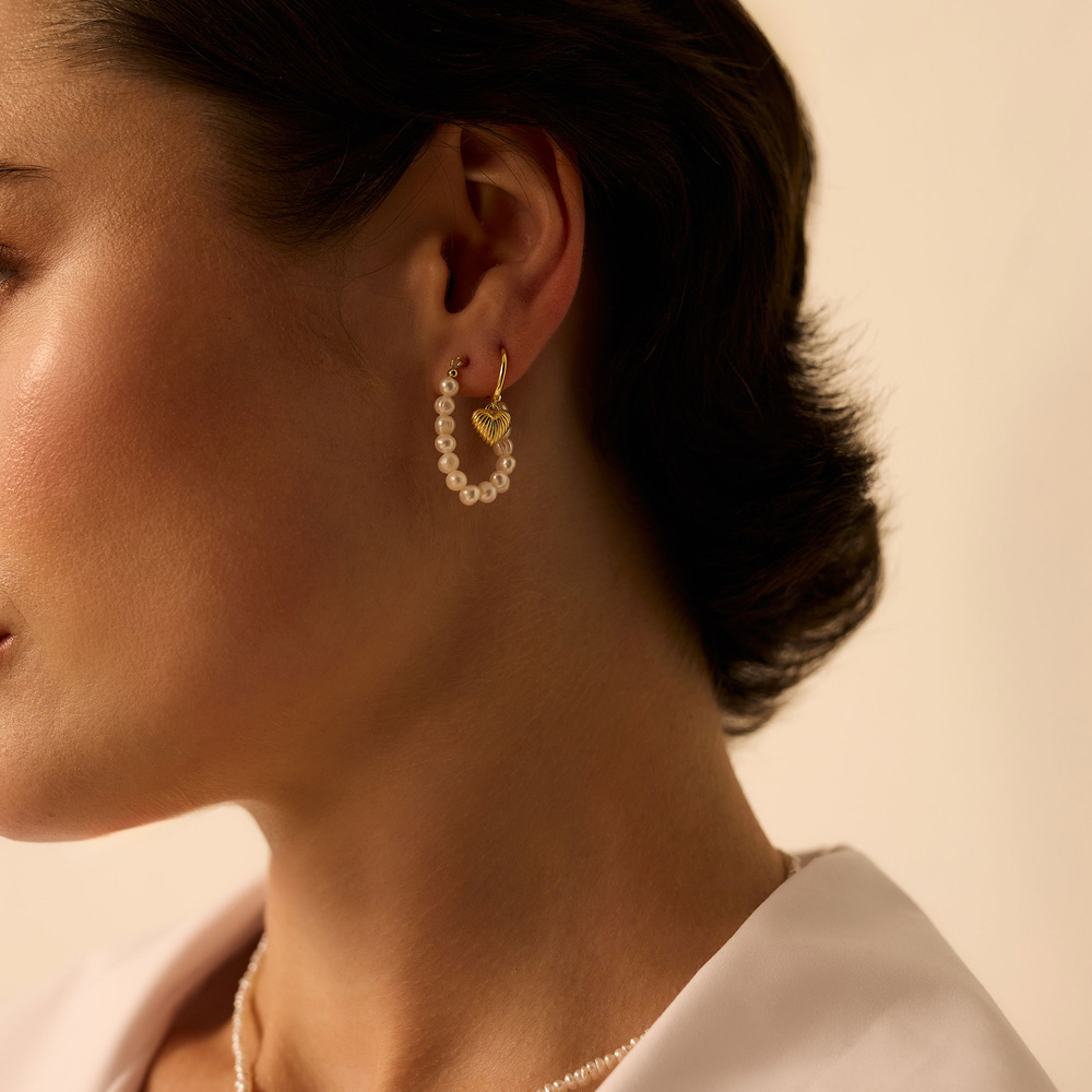 Złote kolczyki z sercami Amour 