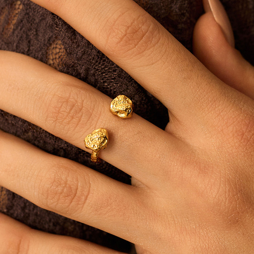 Złoty regulowany pierścionek Dust N°3