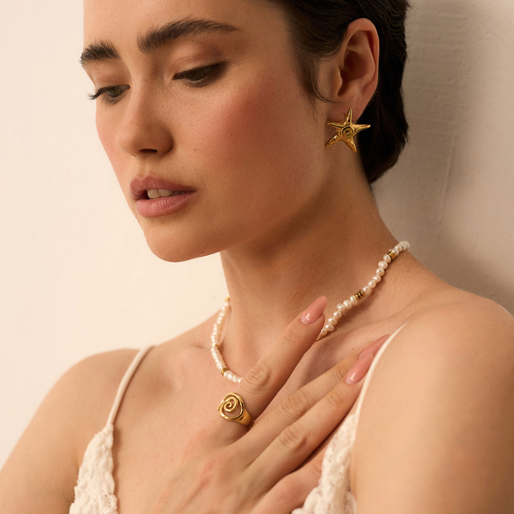 Złote kolczyki Starfish N°2