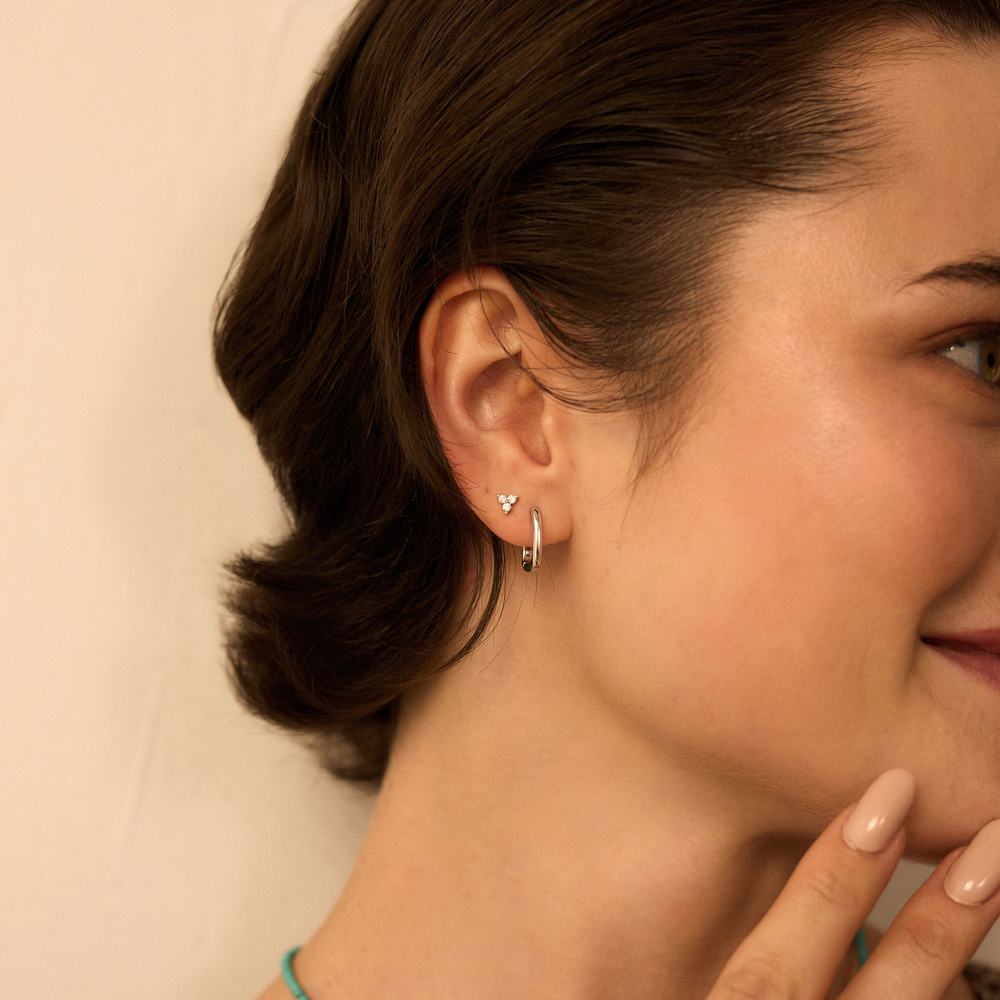 Srebrny kolczyk z listkami Birdy N°2