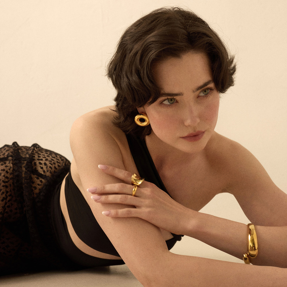 Złote kolczyki Sphere