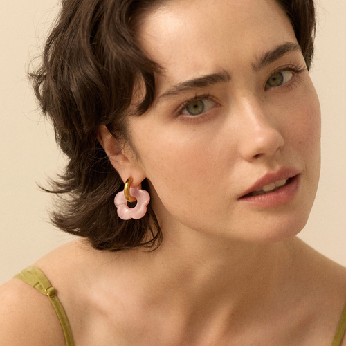 Złote kolczyki Fiore Raspberry