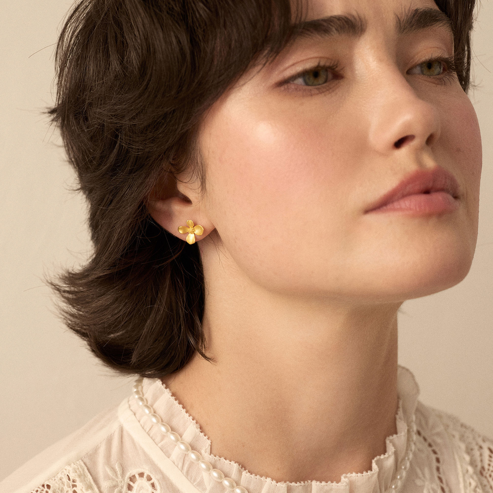 Złote kolczyki kwiaty Forget me not