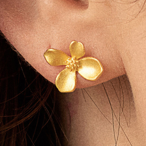 Złote kolczyki kwiaty Forget me not