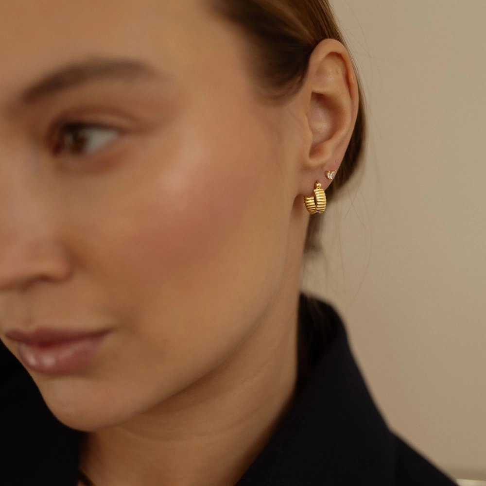 Złote kolczyki z cyrkoniami Birdy