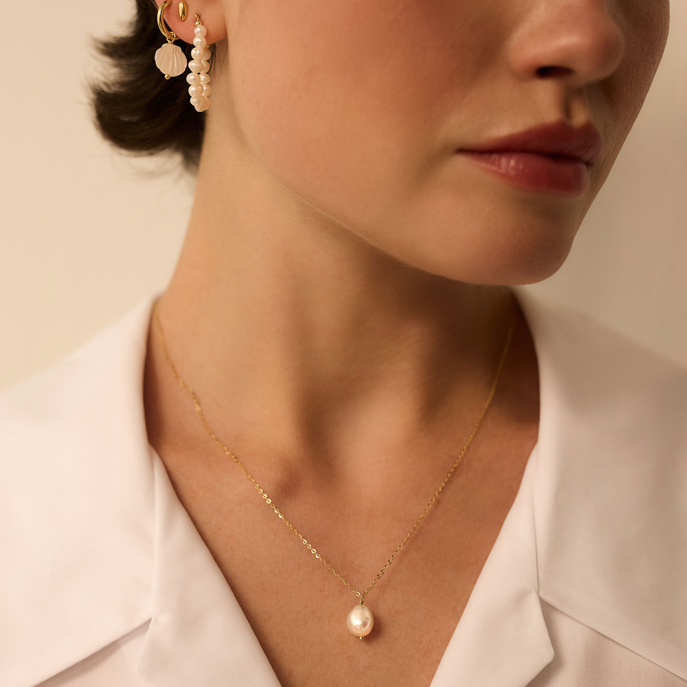 Złoty naszyjnik z perłą Pearl Chain N°3