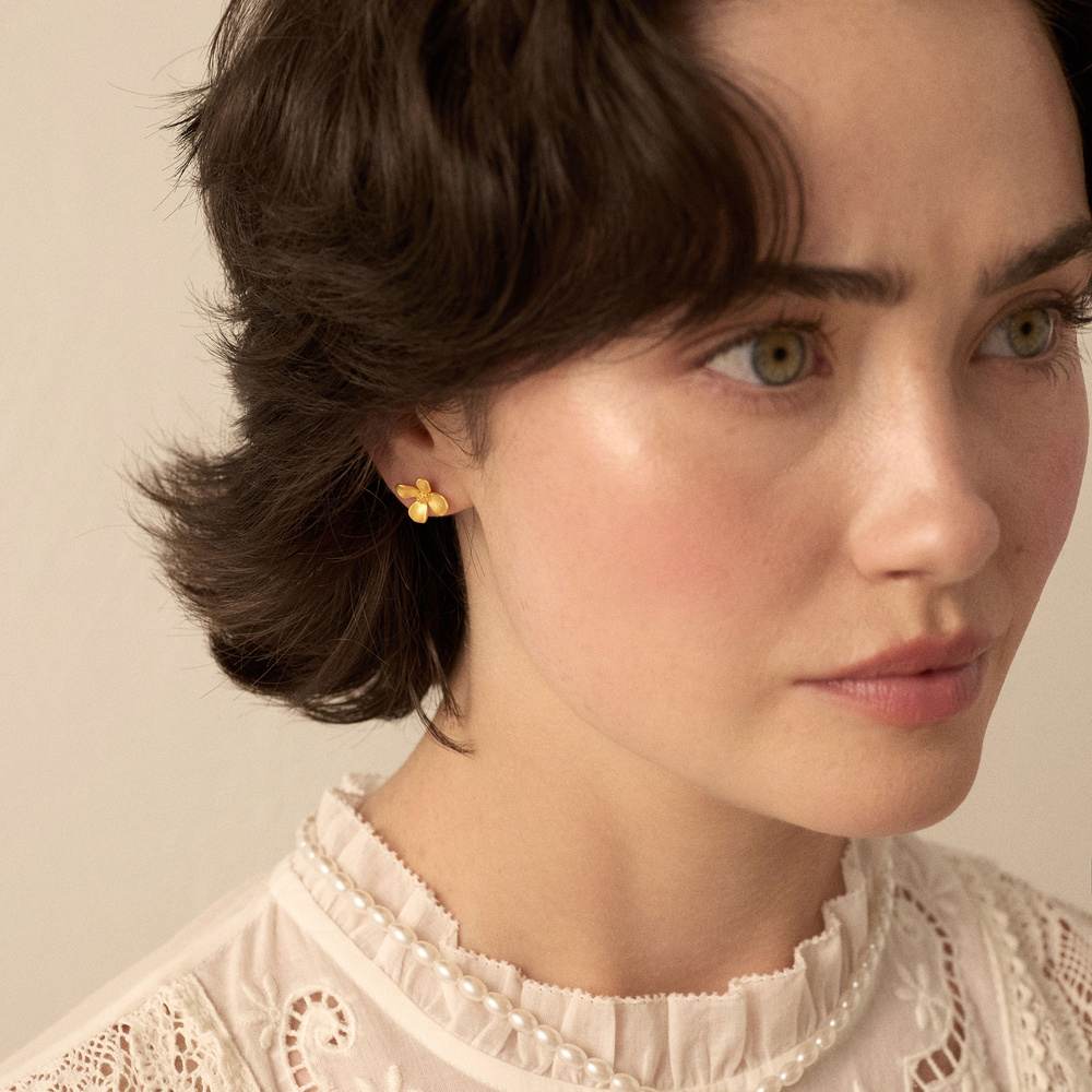 Złote kolczyki kwiaty Forget me not