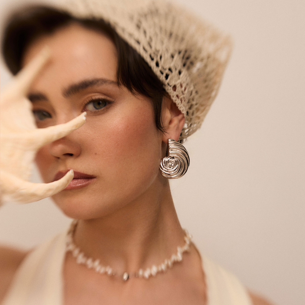 Srebrne kolczyki muszle Mermaid