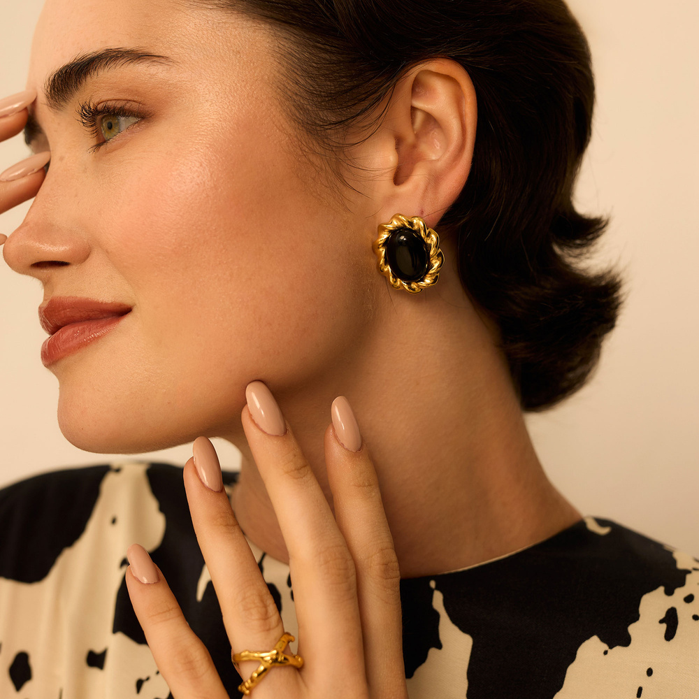 Złote kolczyki vintage Noir N°2