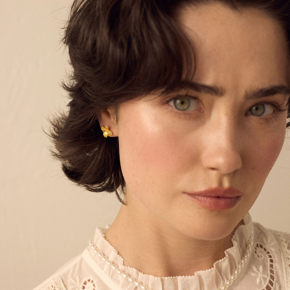 Złote kolczyki kwiaty Forget me not