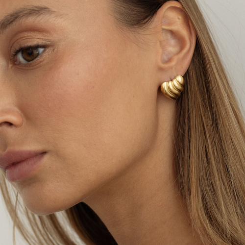 Złote kolczyki vintage Chunky Hearts