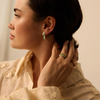 Złoty pierścionek z zieloną emalią Mint