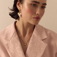 Złote kolczyki serca z perłowej emalii Bubble Heart N°1