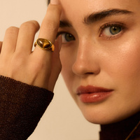 Złoty pierścionek z oczkiem tygrysim Mystic N°2