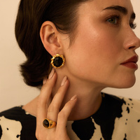 Złote kolczyki vintage Noir N°2