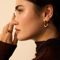 Złote kolczyki koła z oczkiem tygrysim Nocturne