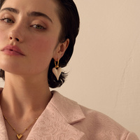 Złote kolczyki serca z perłowej emalii Bubble Heart N°1