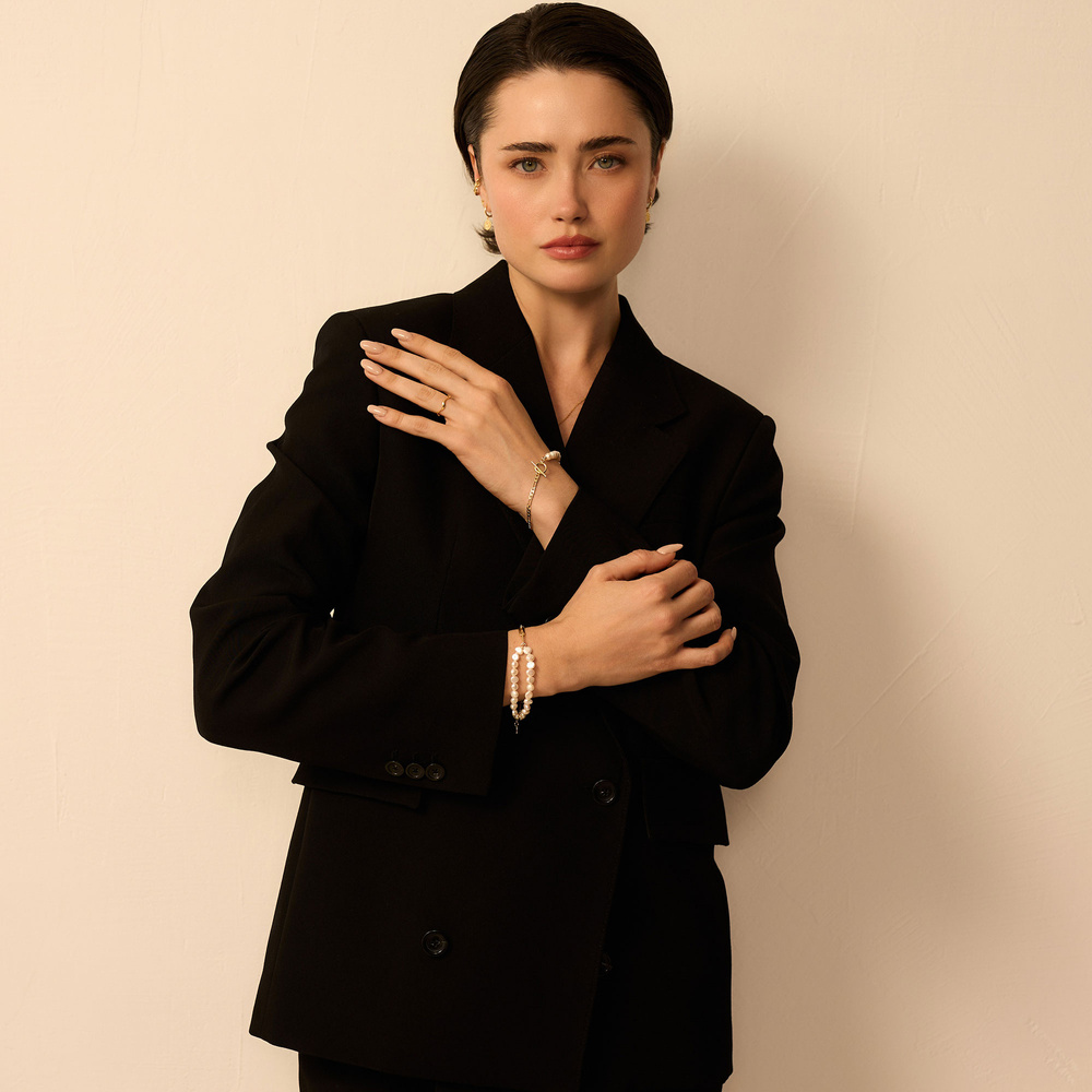 Złota bransoletka z perłami naturalnymi Whisper