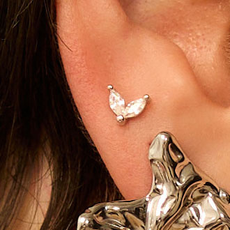 Srebrne kolczyki z listkami Birdy N°3