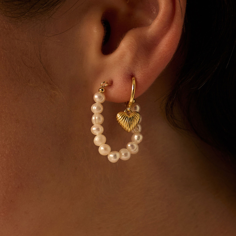 Złote kolczyki z perłami naturalnymi Pure N°2