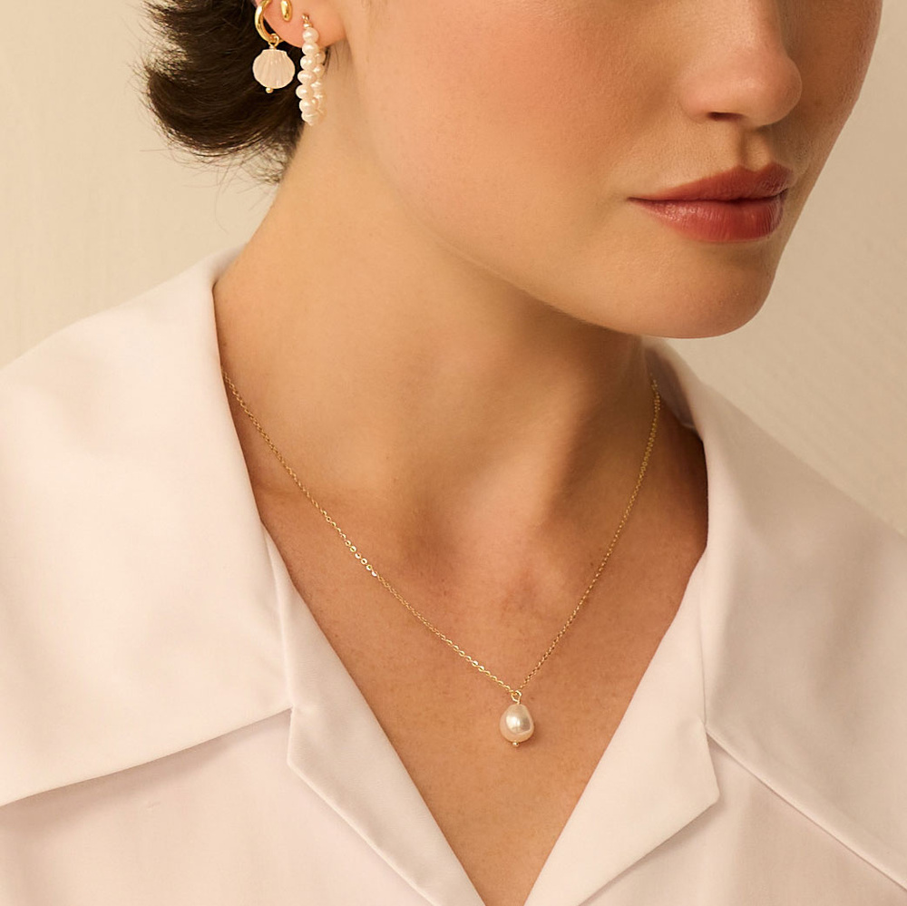 Złoty naszyjnik z perłą Pearl Chain N°3