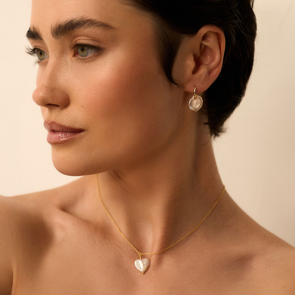 Złote kolczyki Pearl Petals