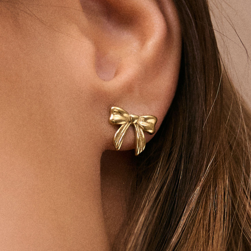 Złote kolczyki kokardki Mini Bows