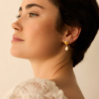 Złote kolczyki z perłą słodkowodną Mermaid