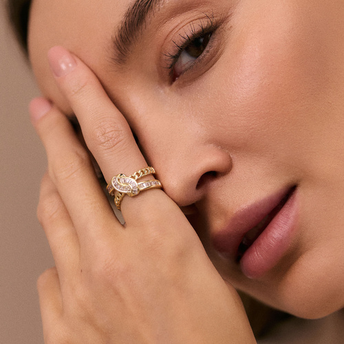 Złoty regulowany pierścionek Duo