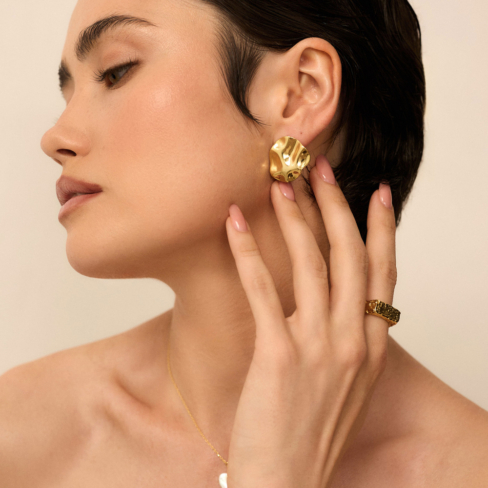 Złote kolczyki Wavy