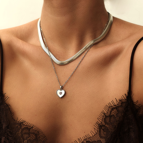 Srebrny naszyjnik z masą perłową Pinky Love