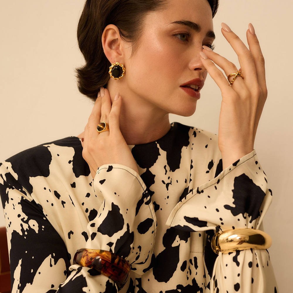 Złote kolczyki vintage Noir N°2