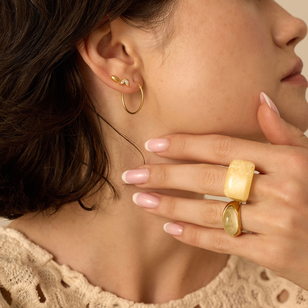 Złote kolczyki z cyrkoniami Birdy